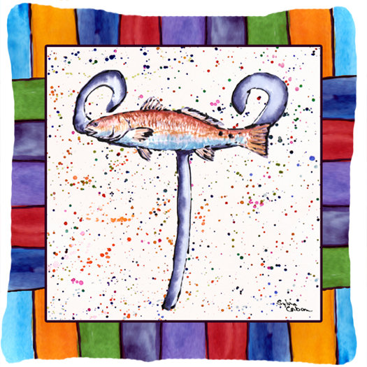 Beach and Seafood Monogram Indoor/Outdoor Throw Pillow Caroline's Treasures