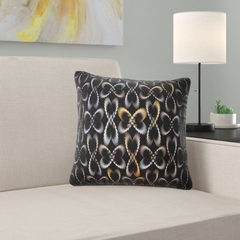  Coussin à motif abstrait de papillons, 16 po x 1 po, Coussin décoratif