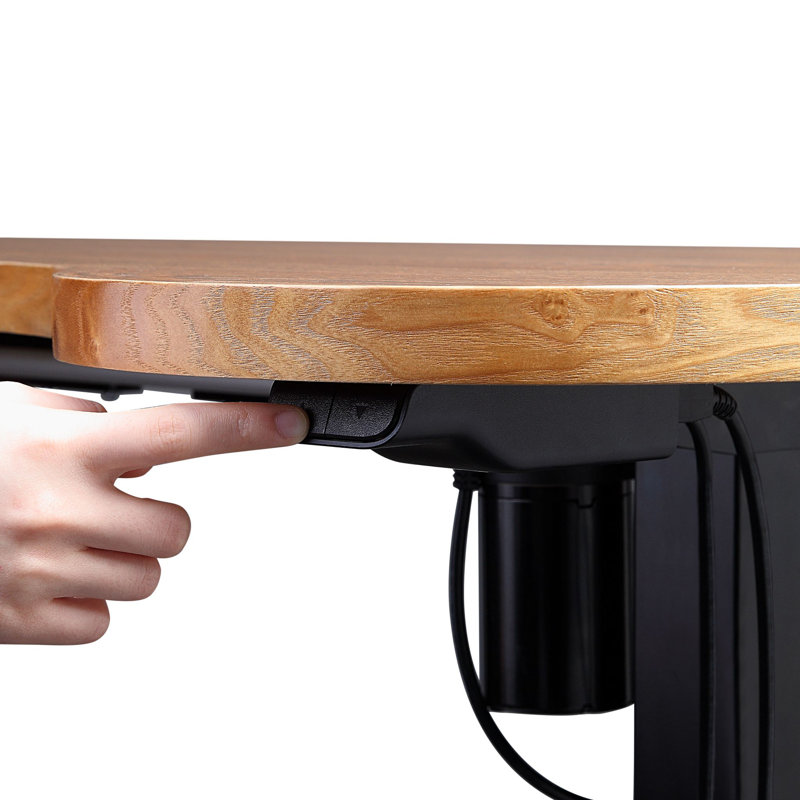 Adjustable Curved Metal Base Standing Desk, Natural