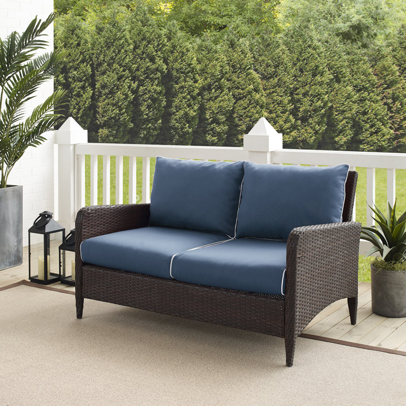 Mosca 51'' Wide Metal Loveseat with Cushions, Blue
