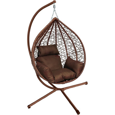 Garden Swing Egg Chair Seat Rattan Hanging Hammock With Cushions