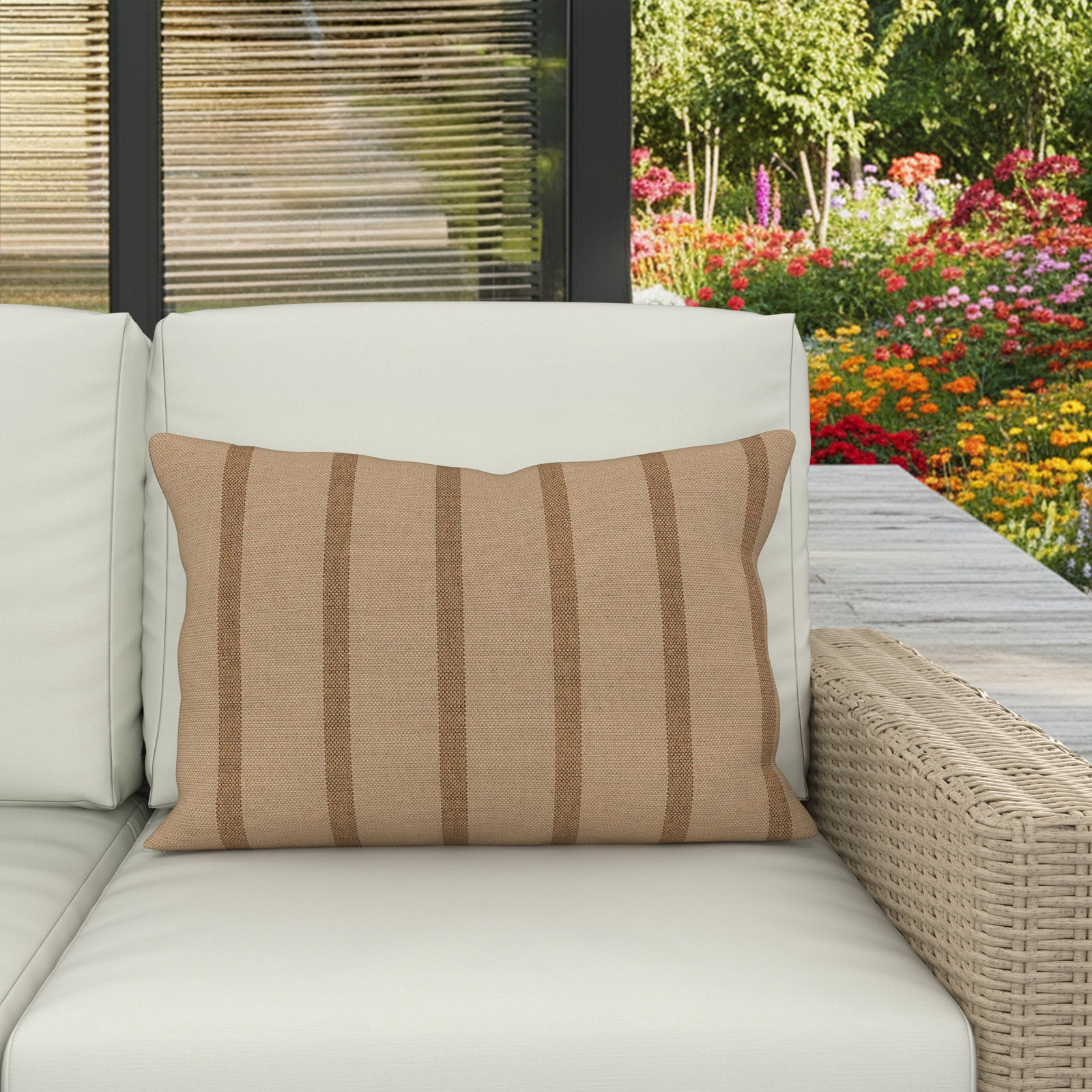 Lani 20" x 3" Sunbrella® Throw Pillow, Unwind Driftwood
