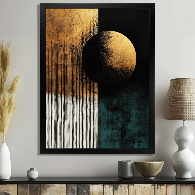 Fillmore - art mural abstrait, H 32 po x l 16 po, Noir, Reproduction encadrée d'une seule photo