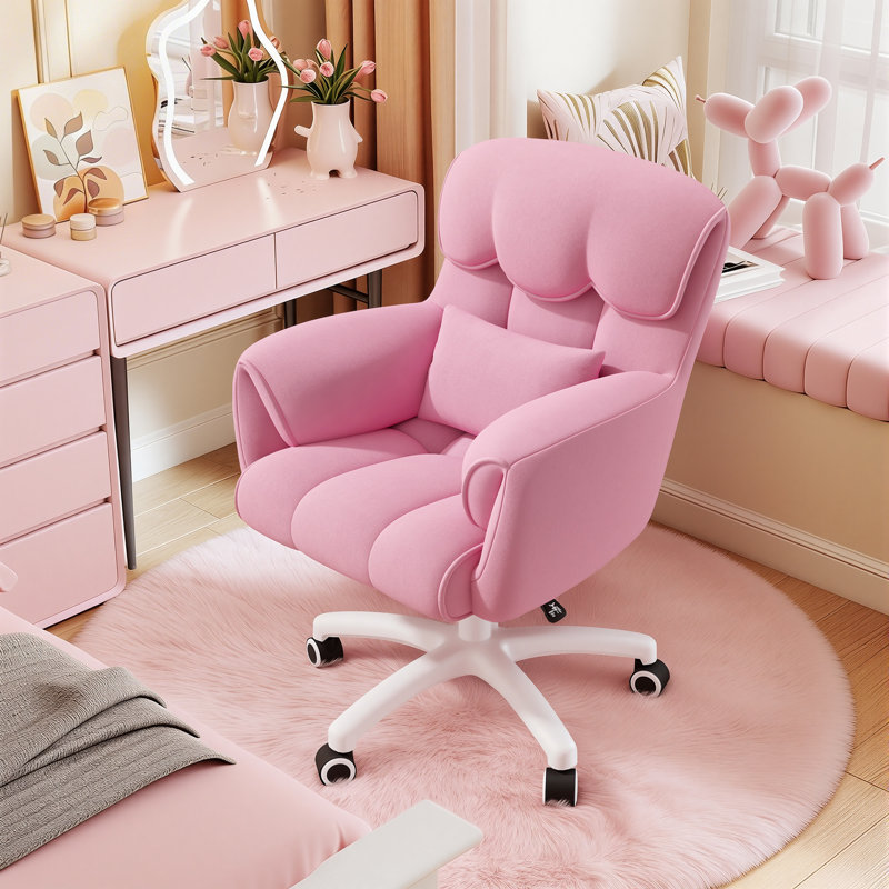 Fairmont Park Velvet Office Chair, Pink, White