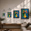 Geometric Floral Vase Mid-Century - Framed Print-805661331-805661342