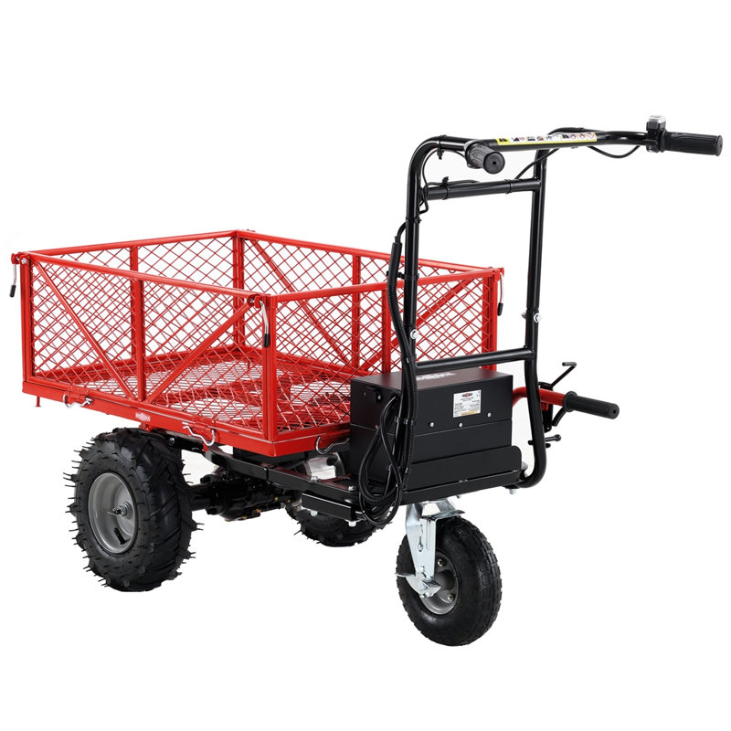 Chariot de brouette utilitaire électrique 48V28Ah capacité 500W 500lbs (230kg) matériel transporteur 1000lbs remorquage