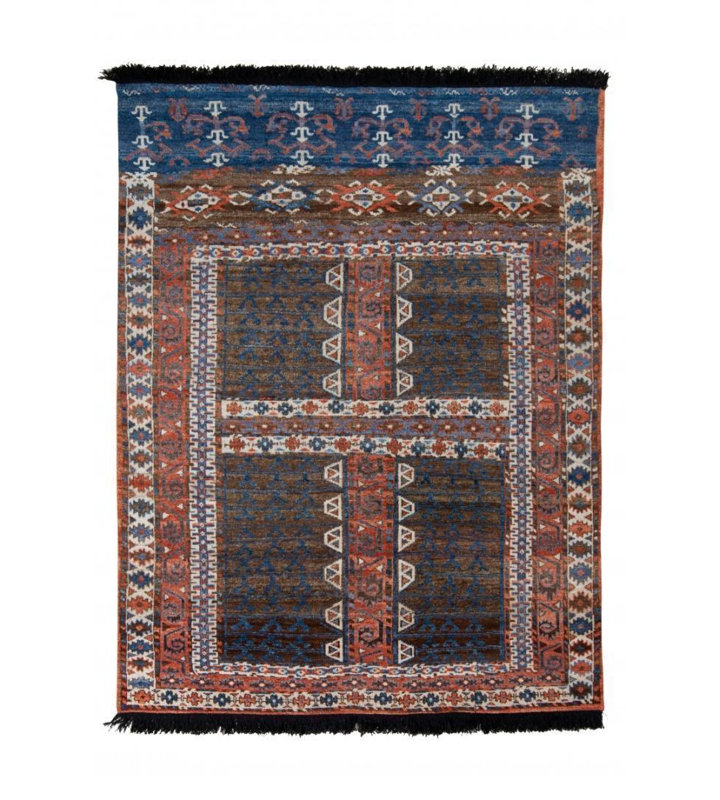 Rug & Kilim’S Tribal Rug In Red And Brown All Over Geometric Pattern, Rectangle 4' x 5'