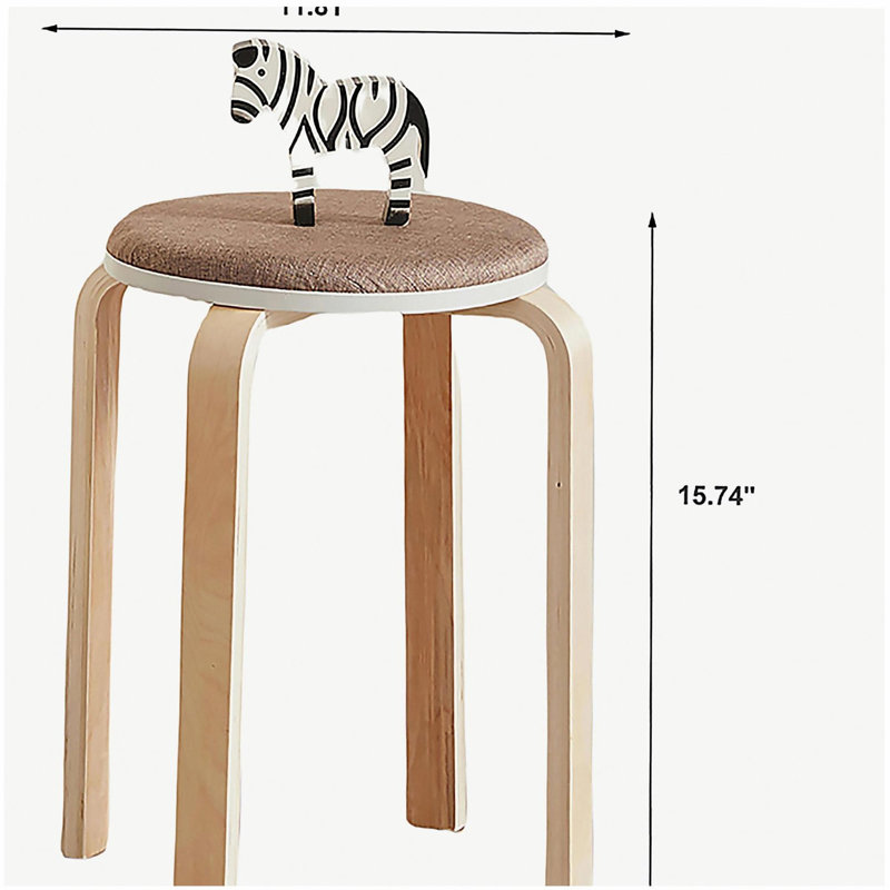 Ensemble de 4 tabourets empilables, chaises rondes sans dossier pour salle à manger, cuisine et salle de classe (couleur café)