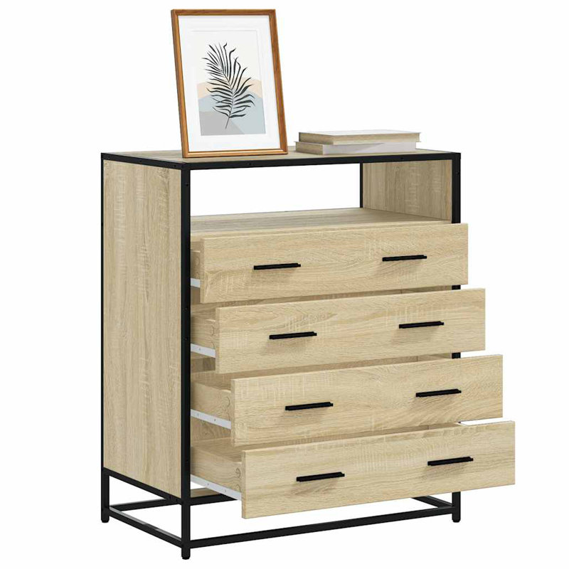 Shuntay Metal Rectangle Accent Chest, Sonoma Oak