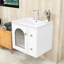 Ensemble de meuble-lavabo mural 24 po avec lavabo en céramique, 2 tiroirs et armoire en verre-124080363