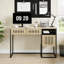 Bureau d'ordinateur cannelé avec 3 tiroirs et tablette, bureau moderne à structure métallique, poste de travail en chêne clair pour la chambre à coucher et le salon