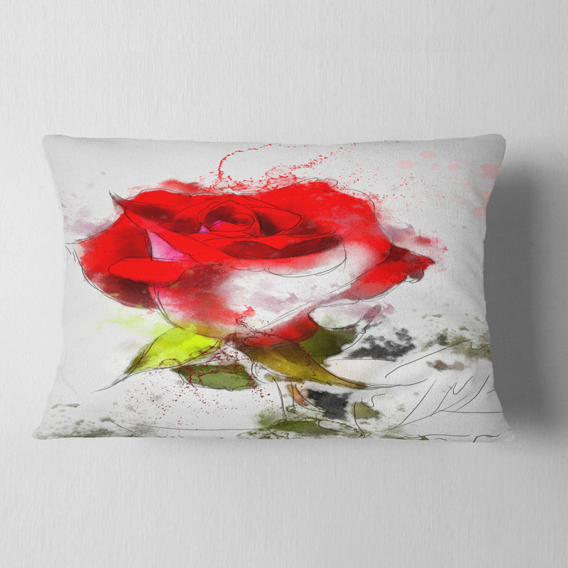 Coussin lombaire en rose rose à la main floral