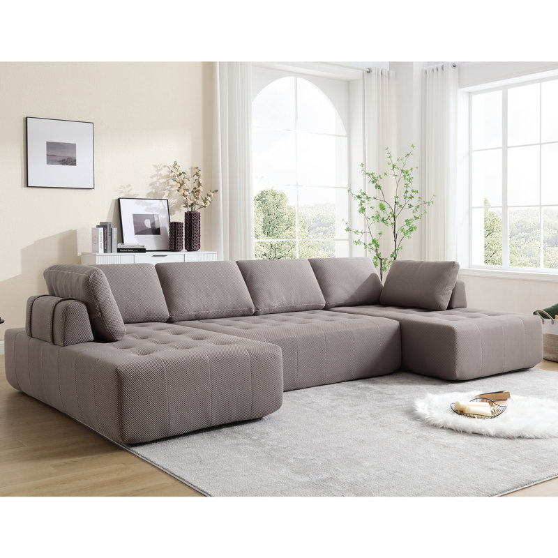 138,5 "rembourré modulaire, 6 en maille grise respirante pour une décoration élégante, H 30,59 po x l 140,64 po x P 68,03 po