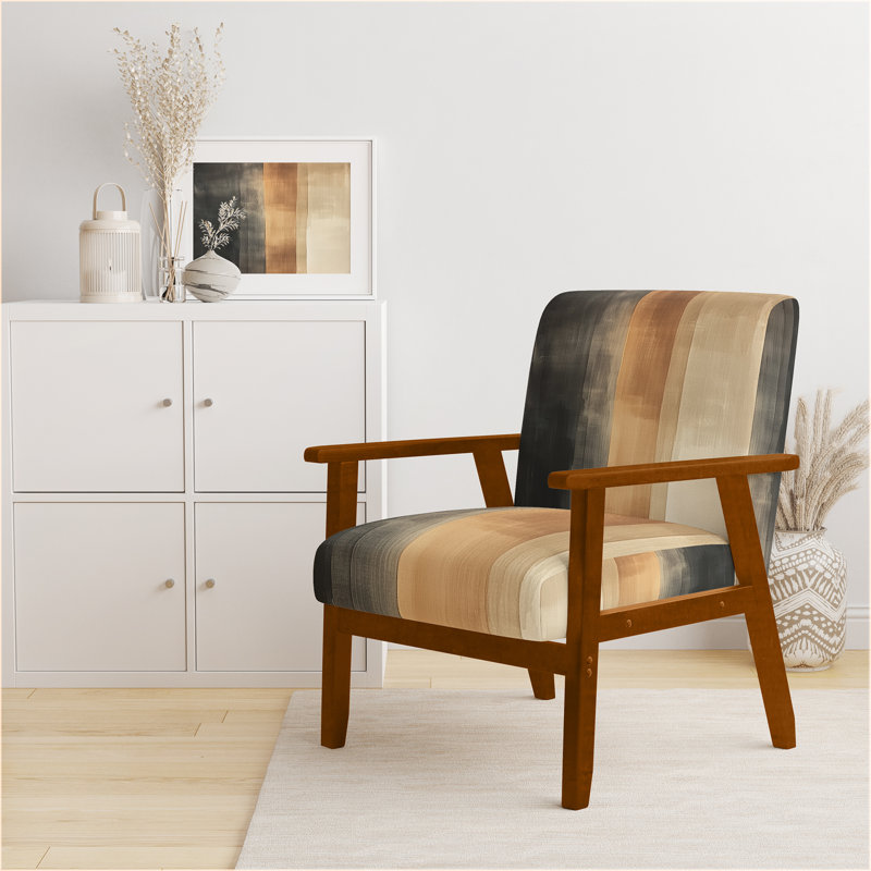 Chaise rembourrée Abstract Modern, Accoudoirs carrés bruns