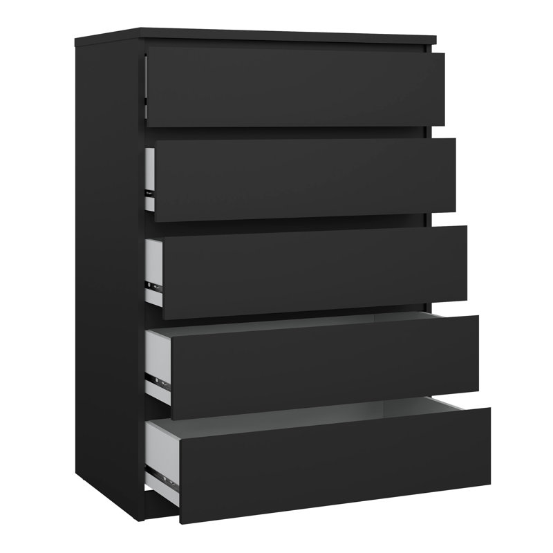 Bonaira 5 - Drawer Chest of Drawers, Black Matt