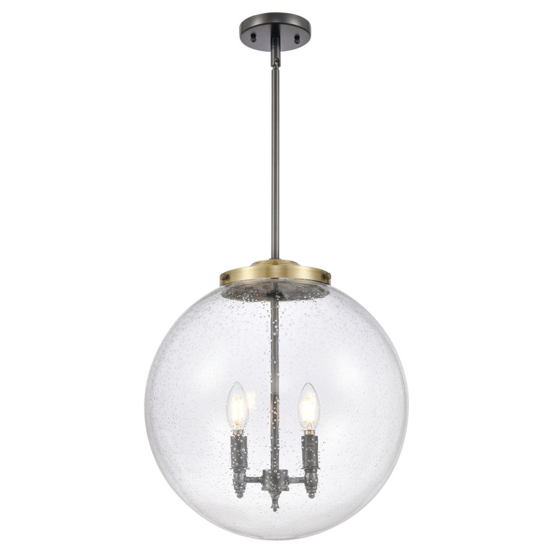 Luminaire suspendu sphère 3 lumières DEL Beacon, Laiton antique noir, Grainé, H 17 po x l 16 po x P 16 po