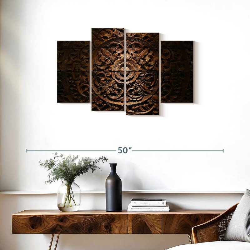 Fleurs de bois sculpté Senne, H 22 po x l 36 po