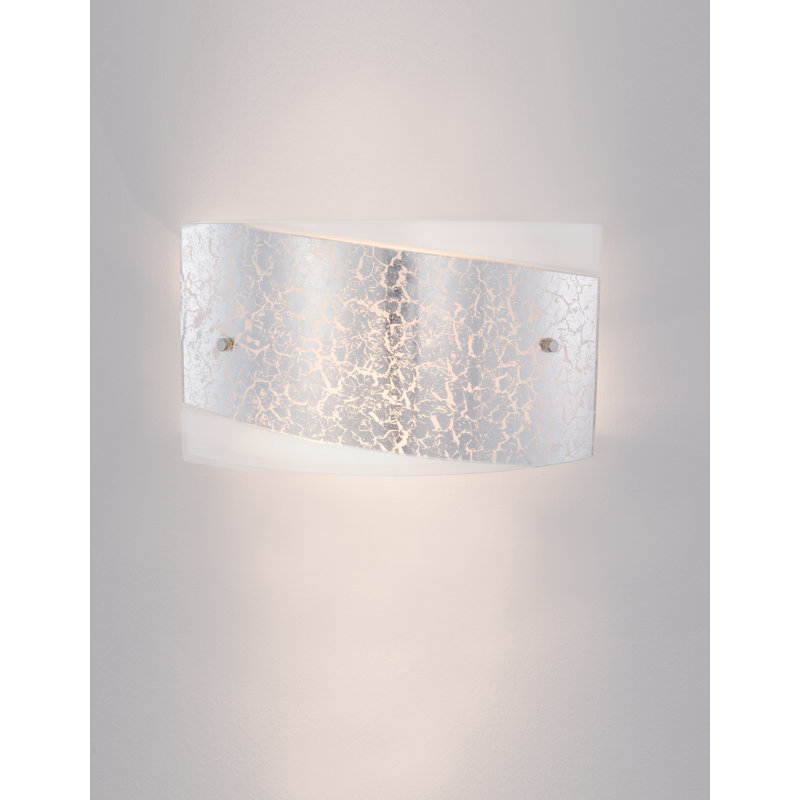 Glass Flush Mounted Sconce, White/Silver