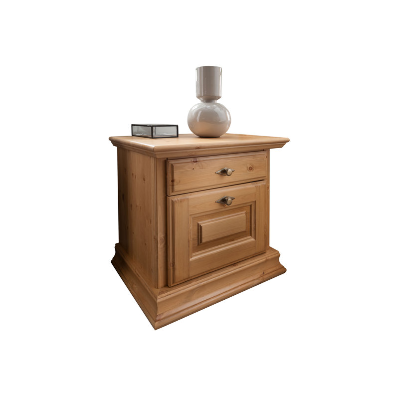 Coden 60cm W Solid Wood Bedside Table, Brown