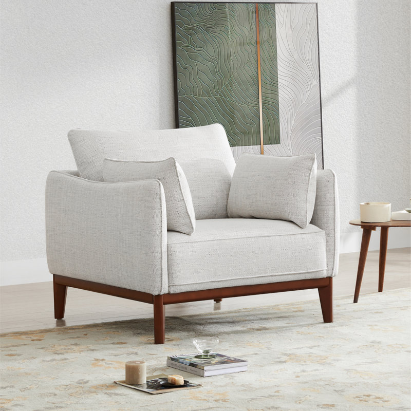 Fauteuil de 38,6 po Calev, Polyester ivoire