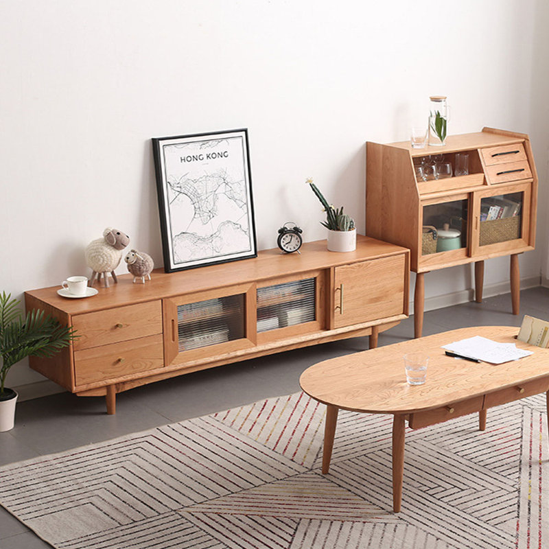 Cabinet audiovisuel simple à porte coulissante en verre