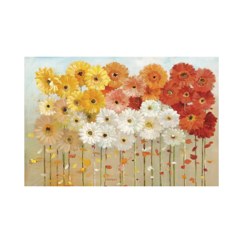 «Daisies Spring» par Danhui Nai - reproduction d'art, H 18 po x l 26 po x P 1,5 po, Toile tendue