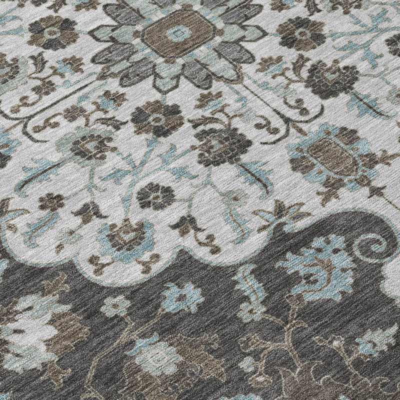Machine Washable Indoor/Outdoor Chantille ACN2463 Traditional Rug, Silver, 9' x 12'