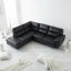  Contemporary Boston Genuine Leather Sectional Sofa with Left Chaise Lounge, Black 80"x98"