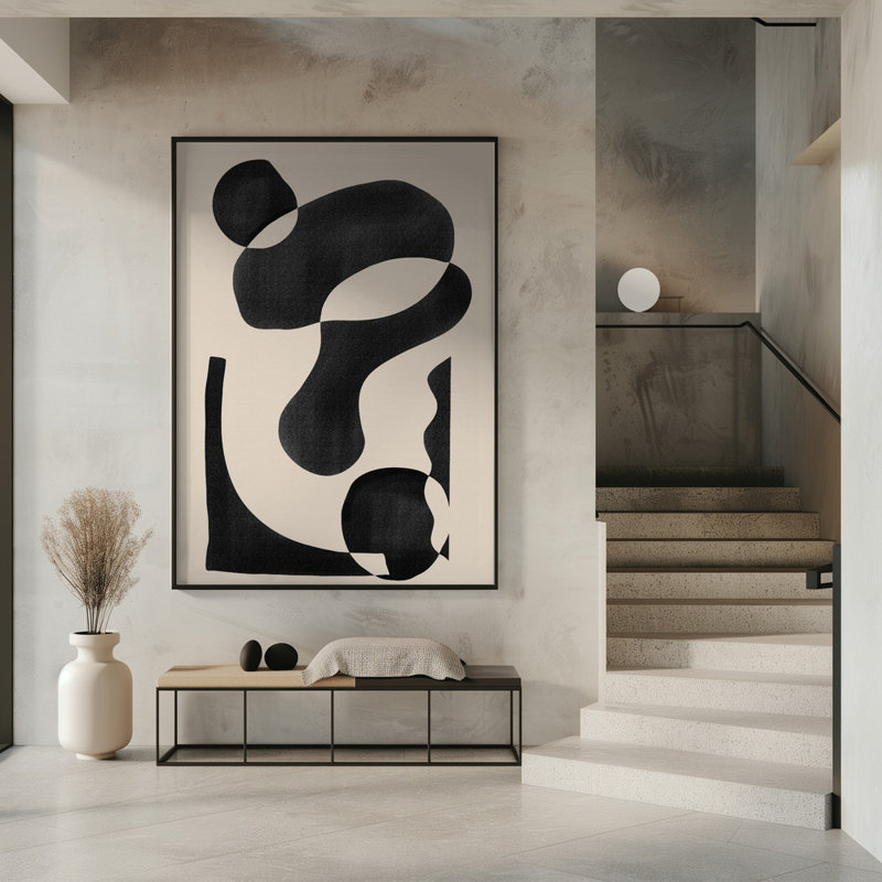 "Motif abstrait", art mural texturé encadré, Noir, noir, noir, noir, H 14 po x l 10 po