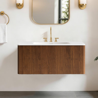 Meuble-lavabo mural simple avec comptoir avec trop-plein 36 po Hannemarie