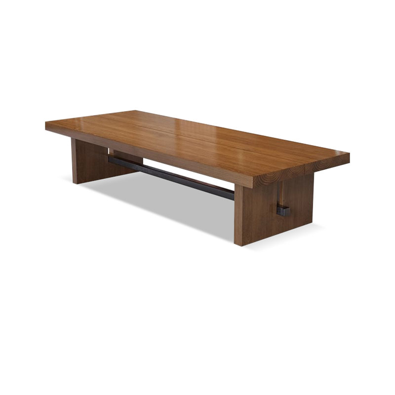 Table de conférence rectangulaire en bois massif brun et noisette + fer, H 29,53 po x L 78,74 po x l 35,43 po