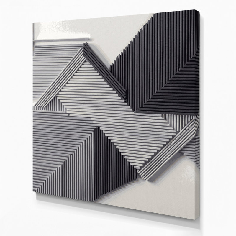 «Geometric Abstraction 23», art mural sur toile grise