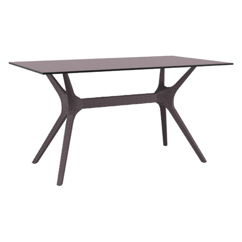 Rectangular Outdoor Dining Table , in. W 31.5'' in. D, Brown, 29.5" H x 55" L x 31.5" W