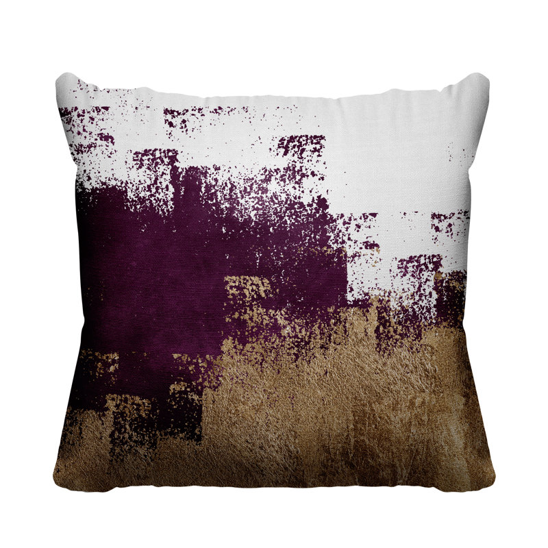 Coussin décoratif intérieur / extérieur Wes, Mauve / doré / blanc, L 15 po x H 15 po