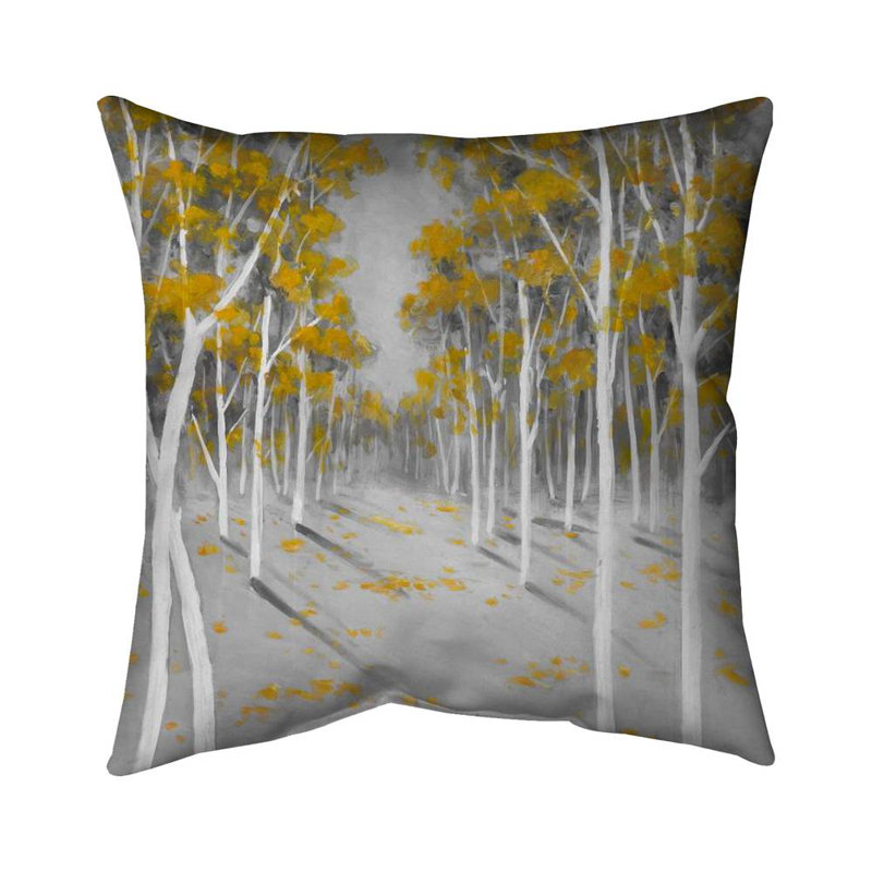 Yellow birch forest - Contemporary Trees poly twill throw decor
