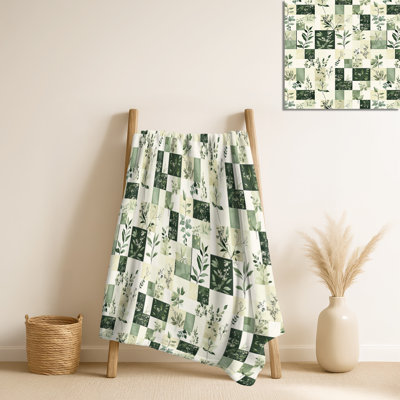 Courtepointe Meadows Quilt II - patchwork vert, jeté douillet rustique