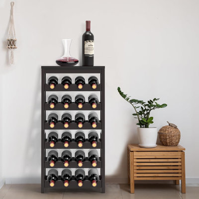 6 Tier Wine Rack Freestanding Floor, 24-Bottle Bamboo Wine Storage Shelf Display Rack With Table Top For Kitchen Bar Cellar by Mint Pantry