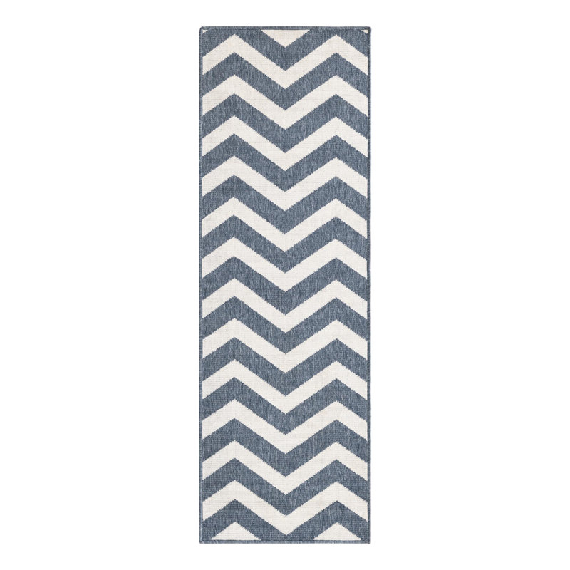 Tapis intérieur / extérieur bleu marine Arella, Tapis de couloir 2 pi x 6 pi