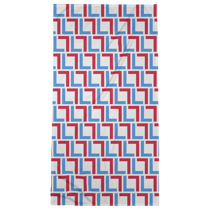Bath Towel, White/Light Blue/Red