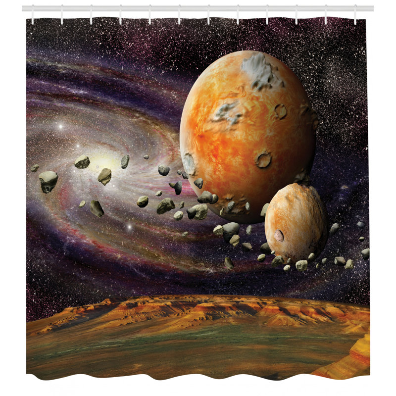 Ensemble de rideau de douche et crochets galaxy, H 70 po x l 69 po
