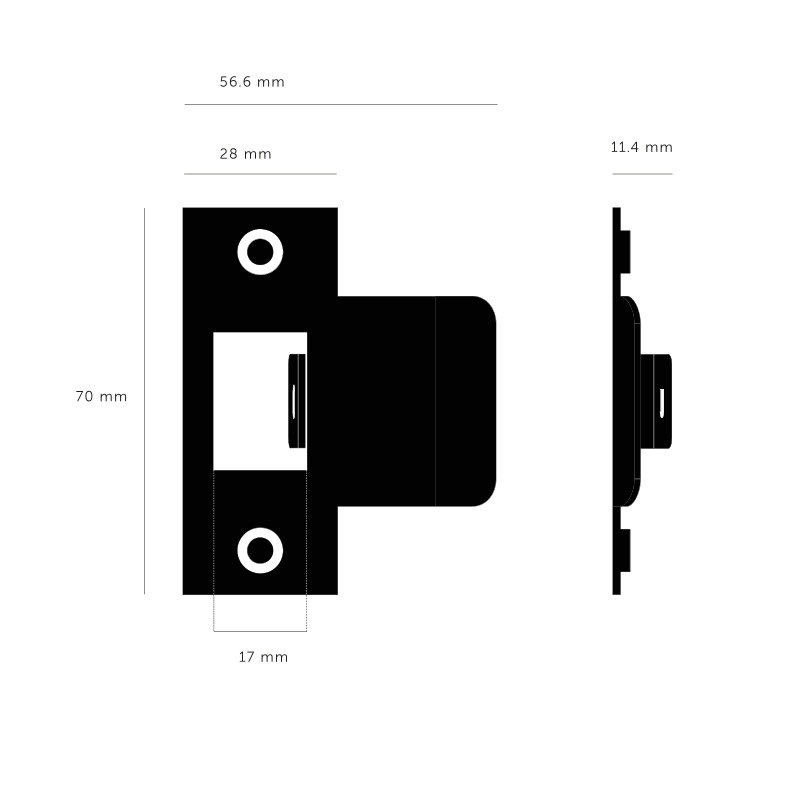 Ensemble de gâche / porte en forme de T / porte, Acier, H 2,75 po x l 2,22 po x P 0,44 po