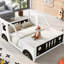 Lit blanc classique en forme de voiture avec roulettes, structure double en bois de pin et conçu pour la chambre à coucher-1532173079-1532173078