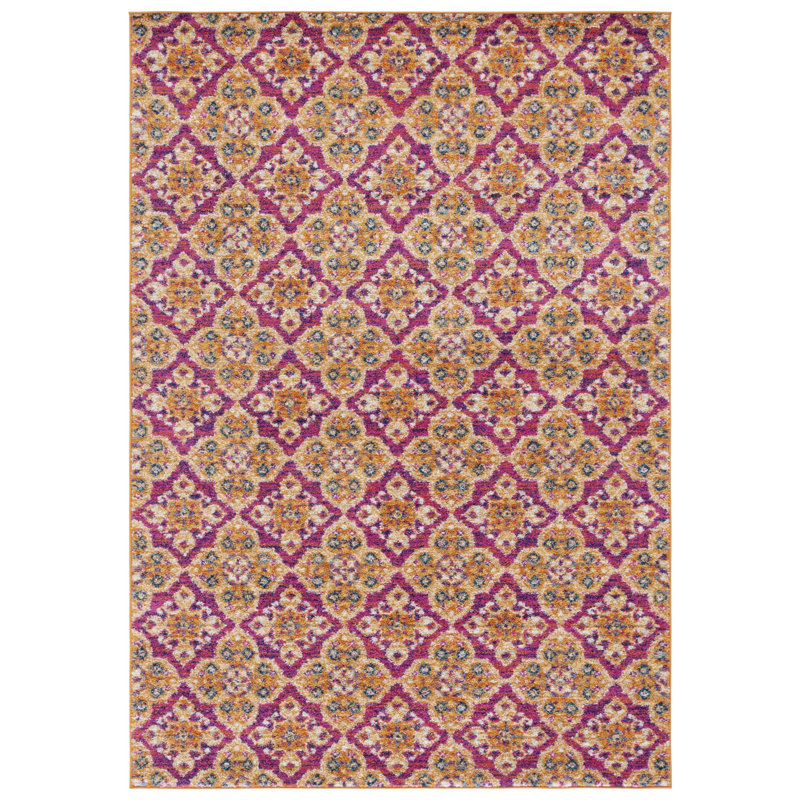 Christa Southwestern Pink/Gold Area Rug, Rectangle 3' x 5'