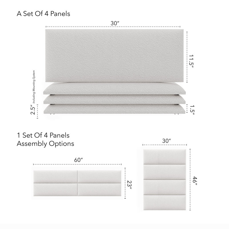 Anneus Upholstered Faux Leather Headboard, VTPS1020, Boucle Ivory