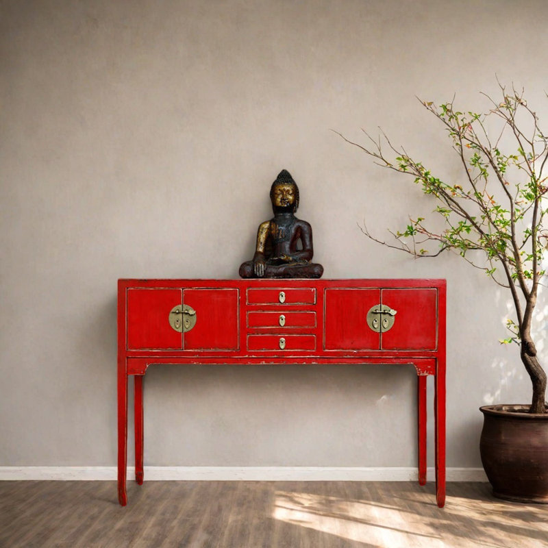Classical Aged Console Table, Red