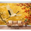 Papier peint adhésif à peler et à coller Élégante grue en fleurs de style japonais en papier autocollant amovible pour décoration murale de salon H 100 po x l 144 po-129893326