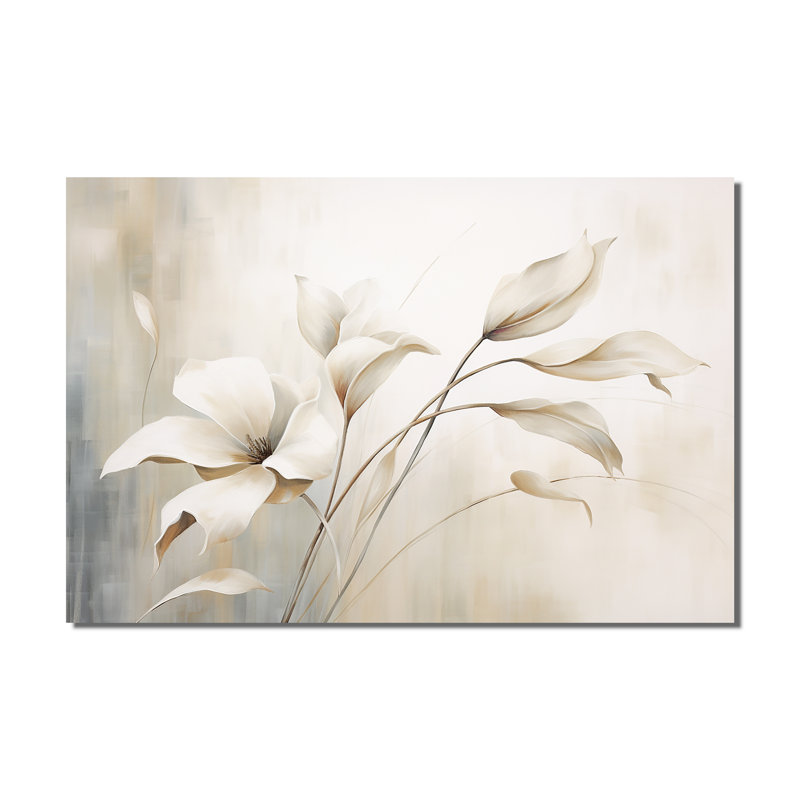White Botanical Elegance III - Abstract Botanicals Canvas Print