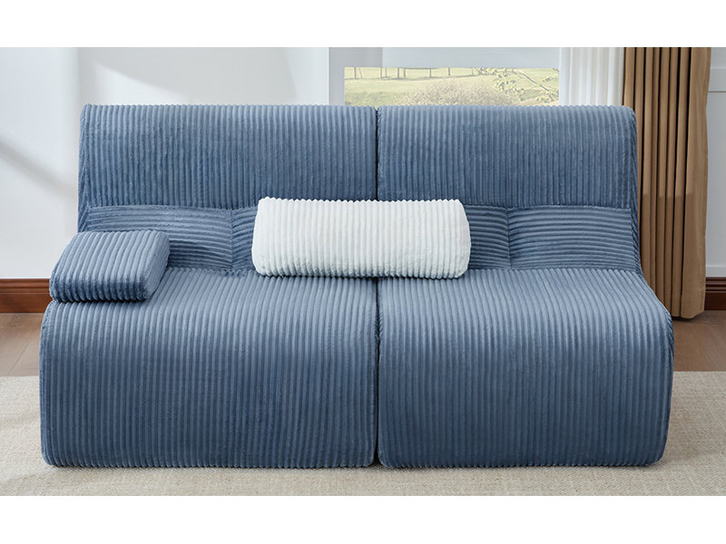Canapé modulaire 63,7 po Modern, Velours côtelé bleu, Bleu