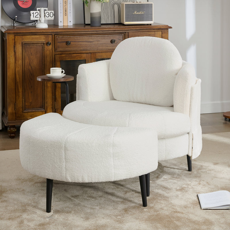 Canapé simple de 42,5 po, table d'appoint une pièce, avec repose-pieds en forme de représentant, repose-pieds mobile, bureau, appui-tête amovible, accoudoirs enveloppants