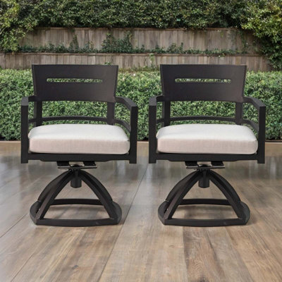Outdoor Patio Aluminum Swivel Rocker 2pcs With Outdoor-grade Sunbrella Fabric Cushions, Ember Black by Hokku Designs